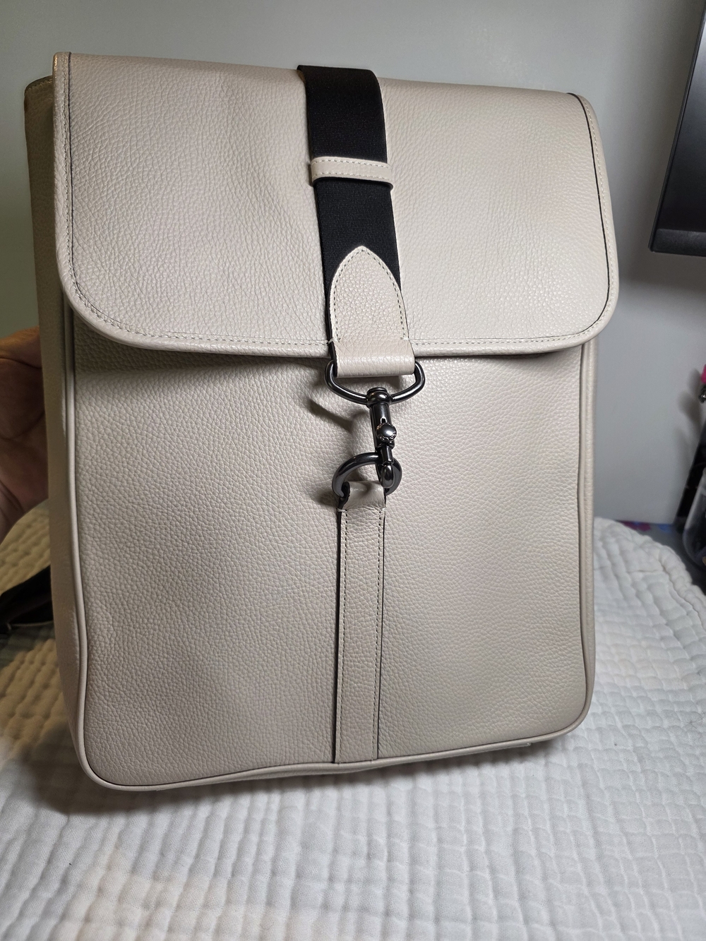 Coach Blaine Leather Laptop Backpack with Black Strap
